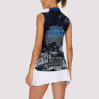 North Melbourne Kangaroos Women Sleeveless Polo Shirt Urban Graffiti Street Art - Bold Abstract Spray Paint
