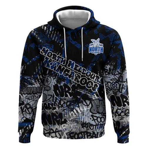 North Melbourne Kangaroos Zip Hoodie Urban Graffiti Street Art - Bold Abstract Spray Paint