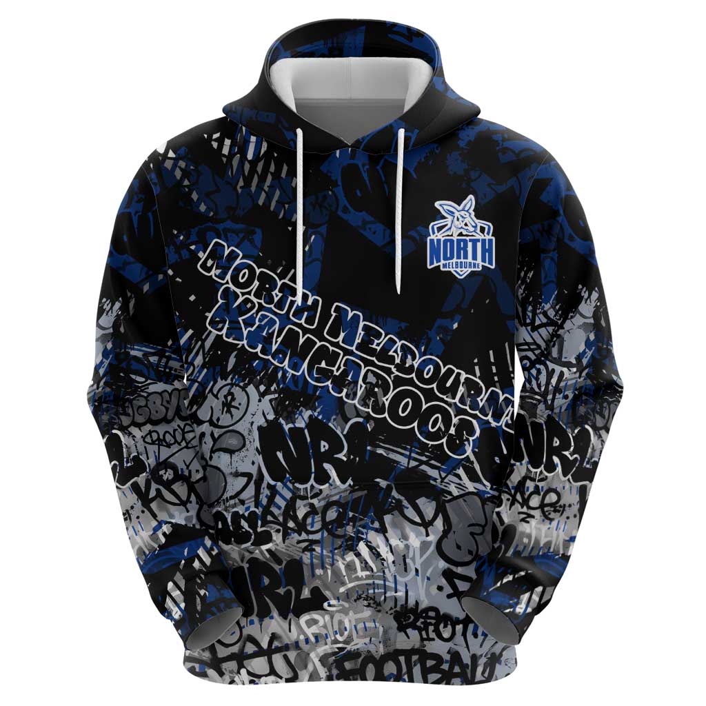North Melbourne Kangaroos Zip Hoodie Urban Graffiti Street Art - Bold Abstract Spray Paint