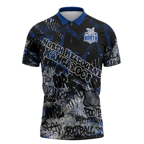 North Melbourne Kangaroos Zipper Polo Shirt Urban Graffiti Street Art - Bold Abstract Spray Paint