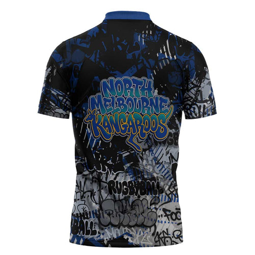 North Melbourne Kangaroos Zipper Polo Shirt Urban Graffiti Street Art - Bold Abstract Spray Paint