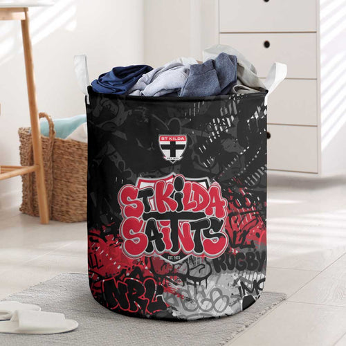 St Kilda Saints Laundry Basket Urban Graffiti Street Art - Bold Abstract Spray Paint