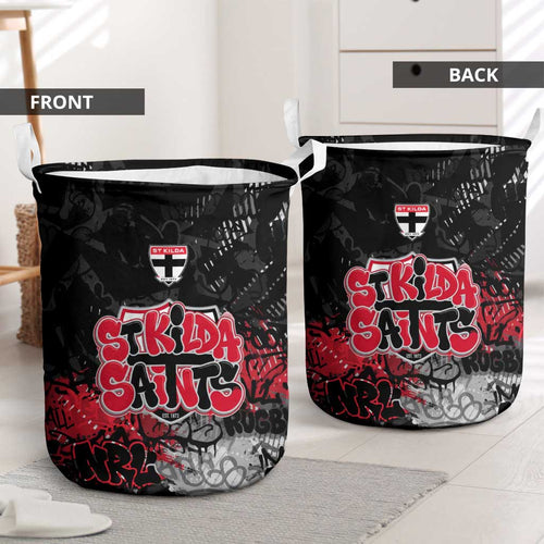 St Kilda Saints Laundry Basket Urban Graffiti Street Art - Bold Abstract Spray Paint