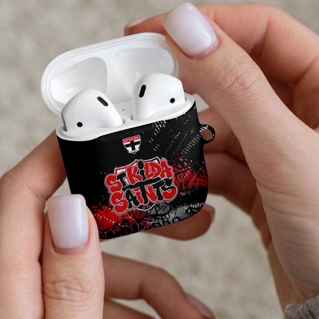 St Kilda Saints AirPods Case Urban Graffiti Street Art - Bold Abstract Spray Paint