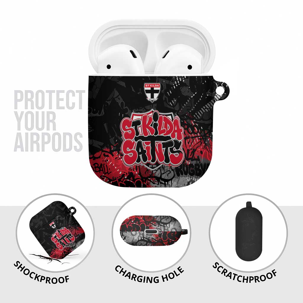 St Kilda Saints AirPods Case Urban Graffiti Street Art - Bold Abstract Spray Paint