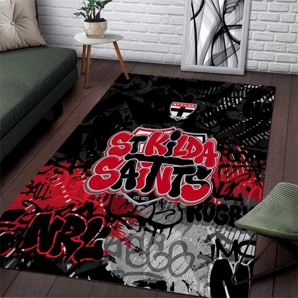 St Kilda Saints Area Rug Urban Graffiti Street Art - Bold Abstract Spray Paint