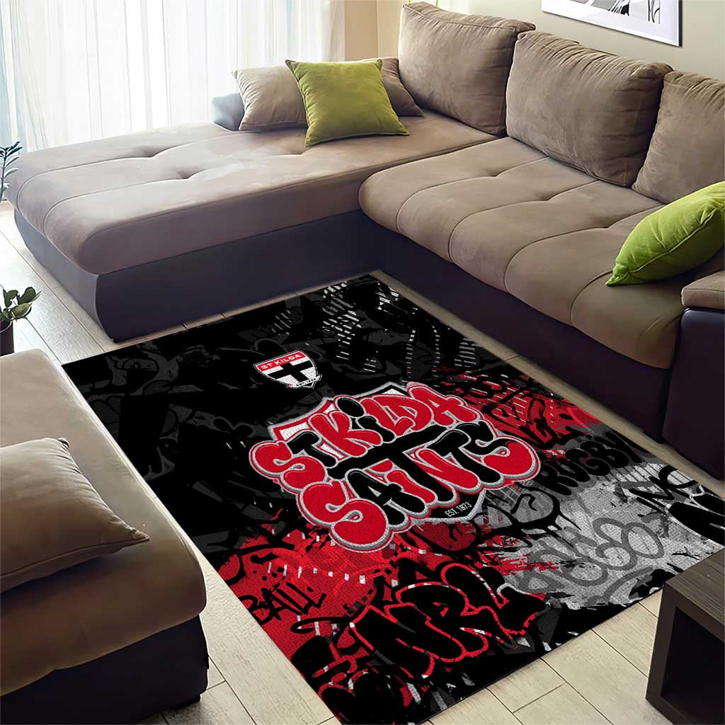 St Kilda Saints Area Rug Urban Graffiti Street Art - Bold Abstract Spray Paint