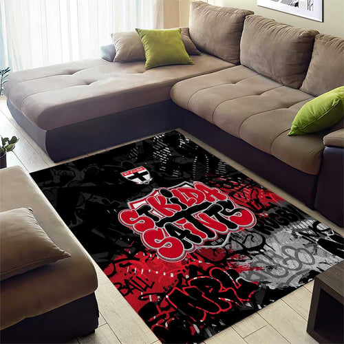 St Kilda Saints Area Rug Urban Graffiti Street Art - Bold Abstract Spray Paint