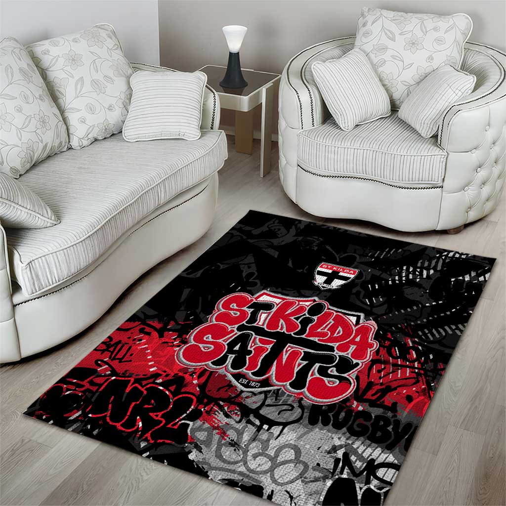 St Kilda Saints Area Rug Urban Graffiti Street Art - Bold Abstract Spray Paint
