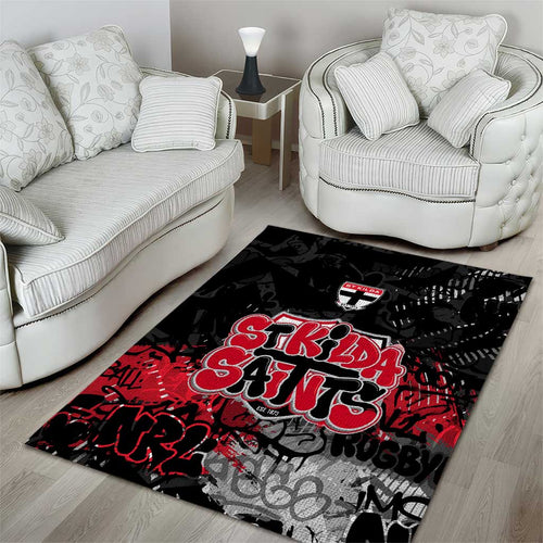 St Kilda Saints Area Rug Urban Graffiti Street Art - Bold Abstract Spray Paint