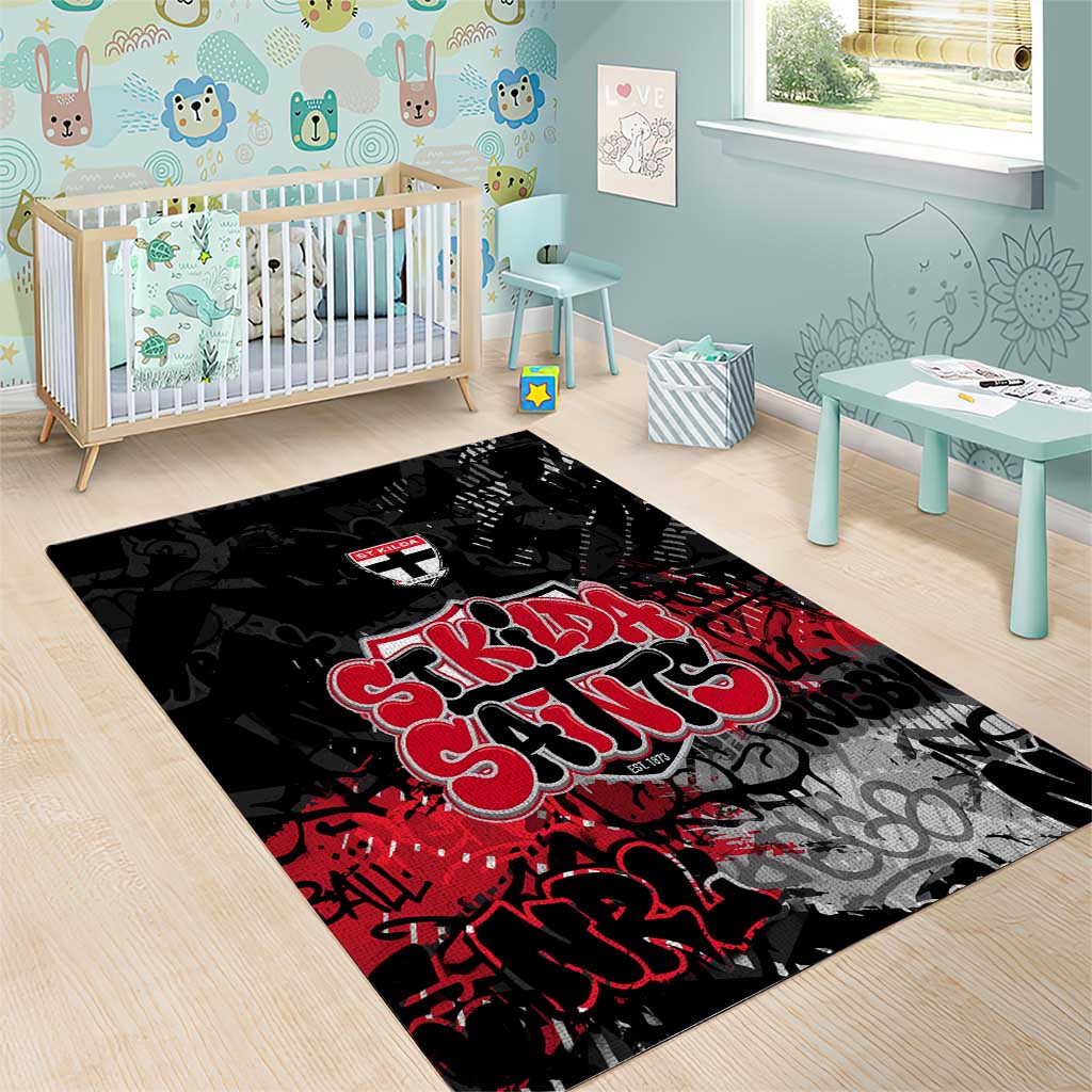 St Kilda Saints Area Rug Urban Graffiti Street Art - Bold Abstract Spray Paint