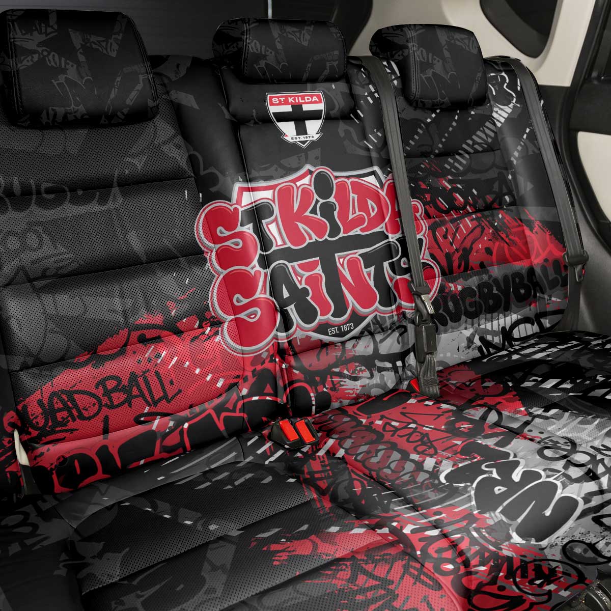 St Kilda Saints Back Car Seat Cover Urban Graffiti Street Art - Bold Abstract Spray Paint
