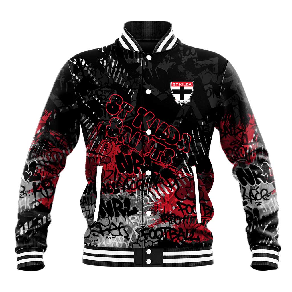 St Kilda Saints Baseball Jacket Urban Graffiti Street Art - Bold Abstract Spray Paint