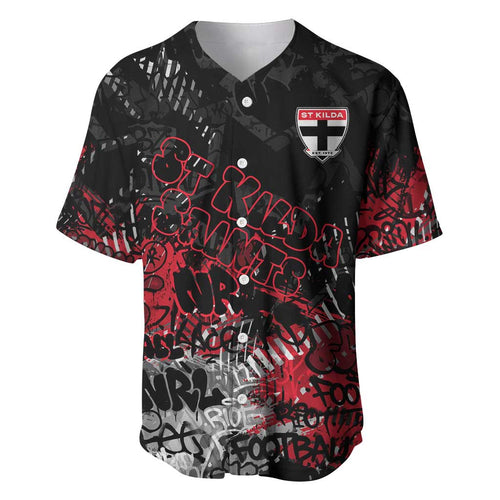 St Kilda Saints Baseball Jersey Urban Graffiti Street Art - Bold Abstract Spray Paint