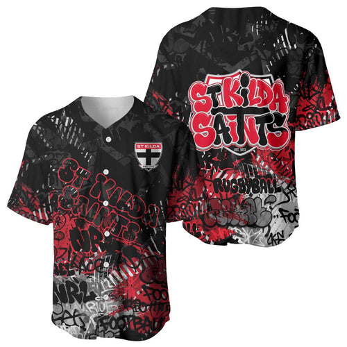 St Kilda Saints Baseball Jersey Urban Graffiti Street Art - Bold Abstract Spray Paint