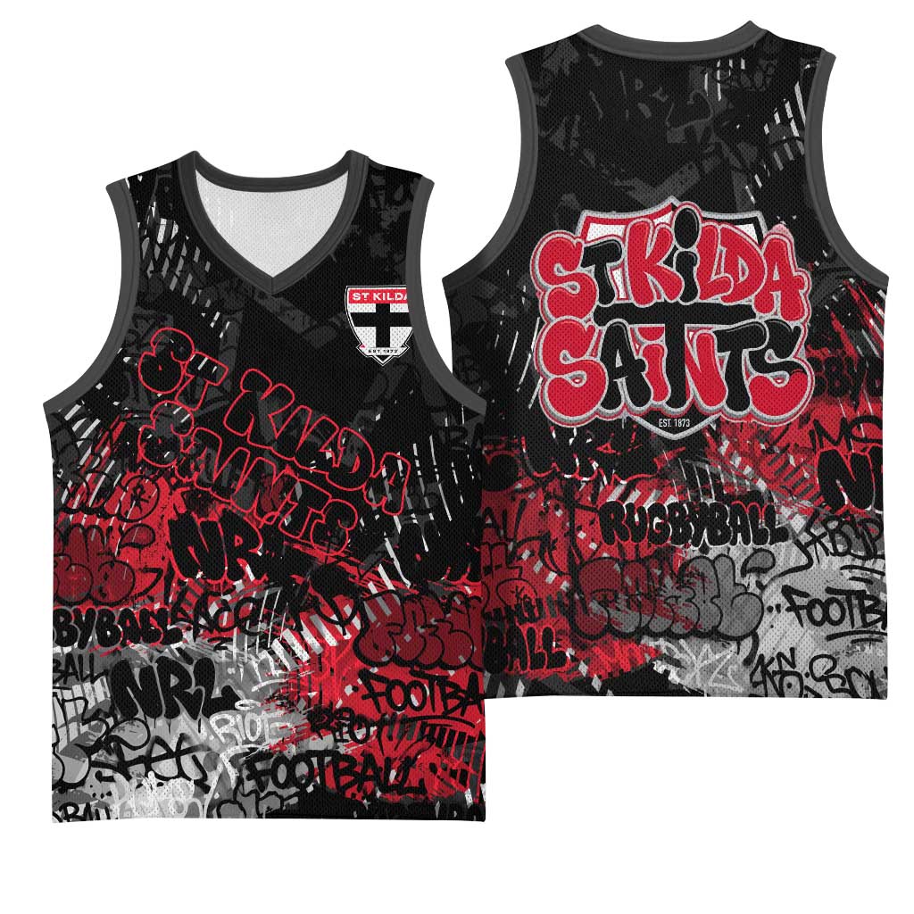St Kilda Saints Basketball Jersey Urban Graffiti Street Art - Bold Abstract Spray Paint