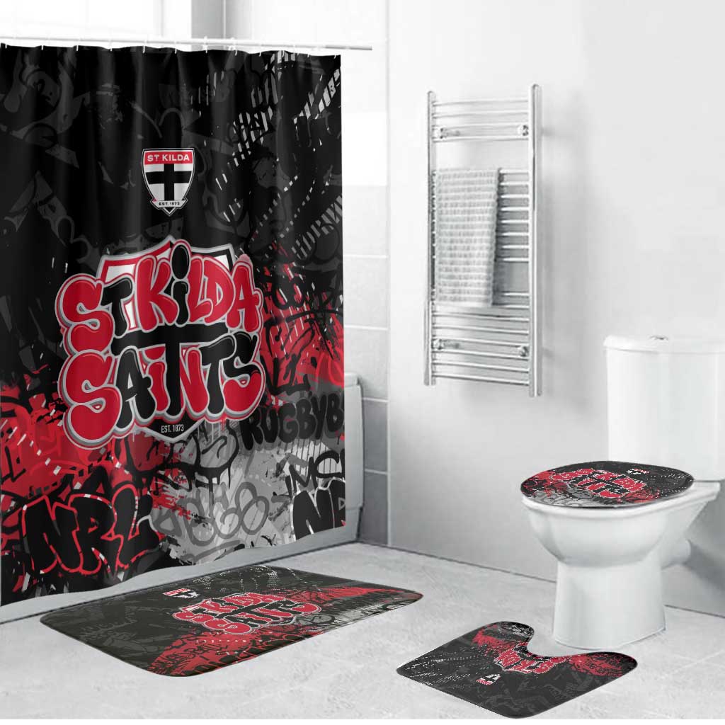 St Kilda Saints Bathroom Set Urban Graffiti Street Art - Bold Abstract Spray Paint