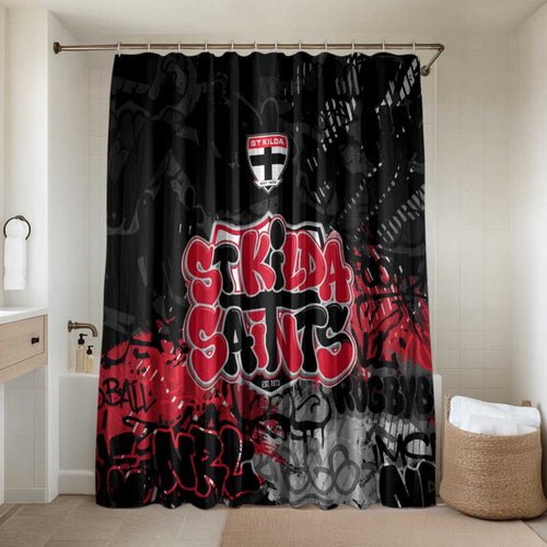 St Kilda Saints Bathroom Set Urban Graffiti Street Art - Bold Abstract Spray Paint