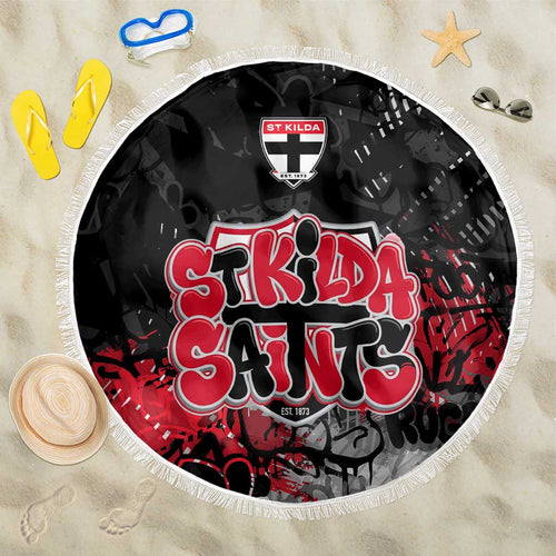 St Kilda Saints Beach Blanket Urban Graffiti Street Art - Bold Abstract Spray Paint