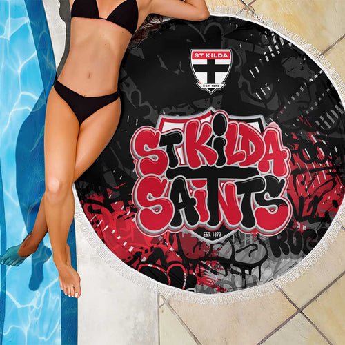 St Kilda Saints Beach Blanket Urban Graffiti Street Art - Bold Abstract Spray Paint