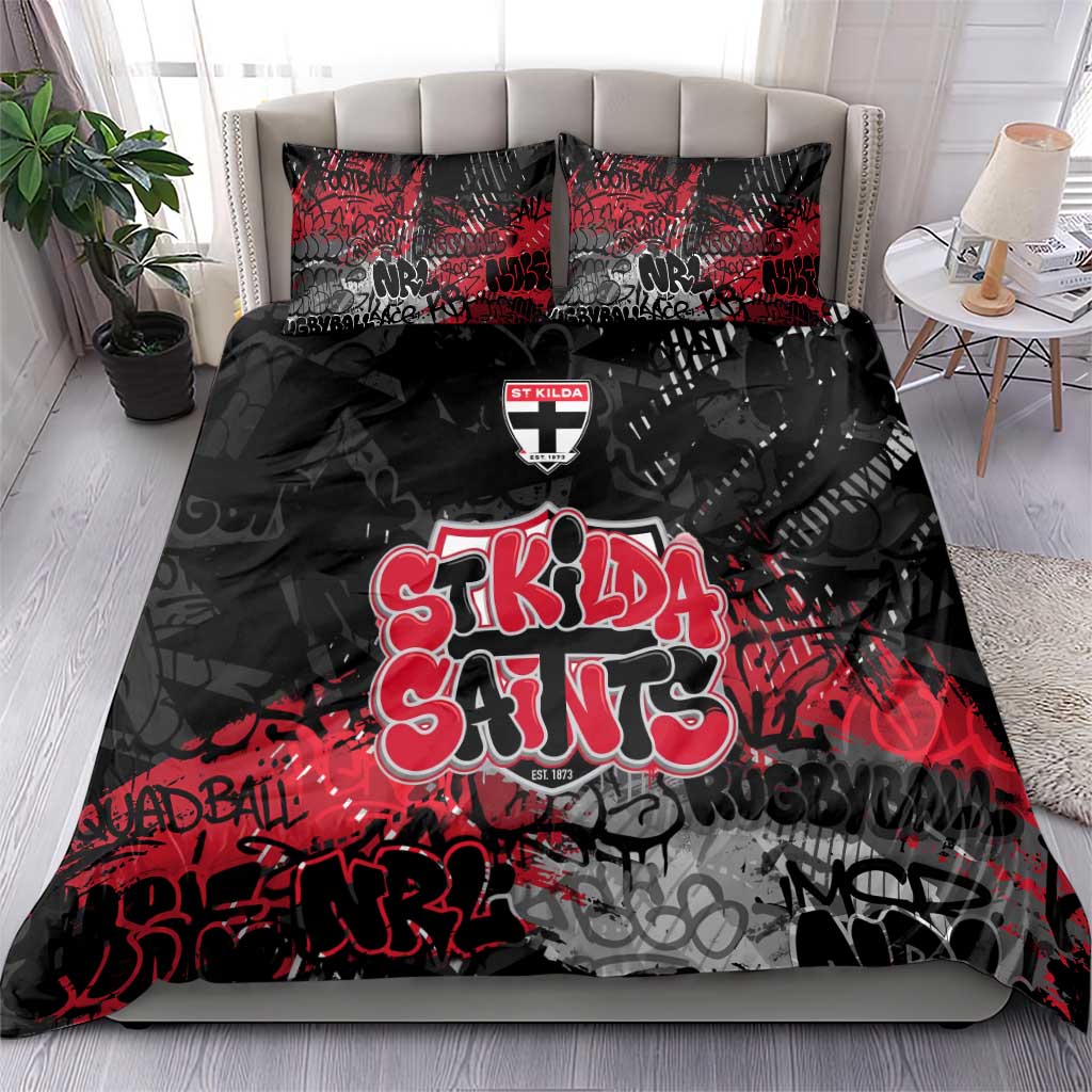 St Kilda Saints Bedding Set Urban Graffiti Street Art - Bold Abstract Spray Paint