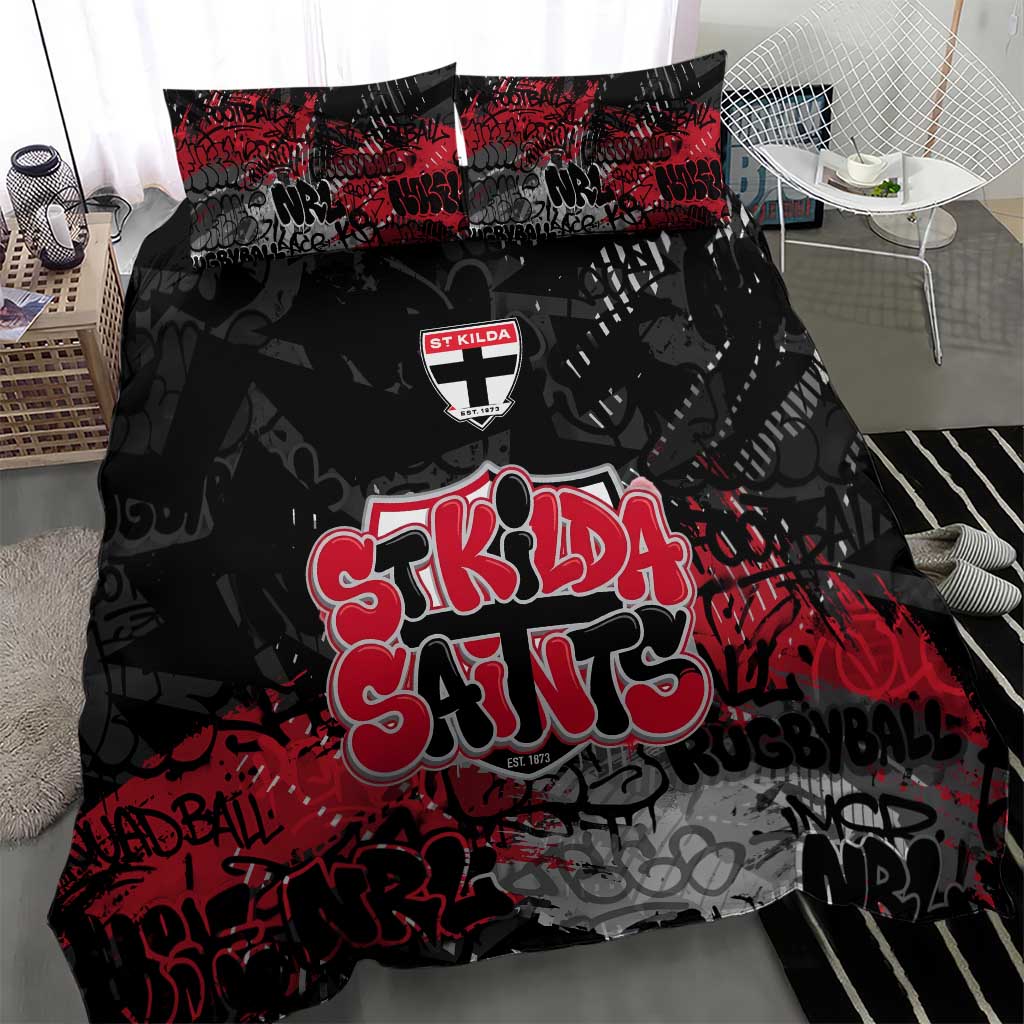St Kilda Saints Bedding Set Urban Graffiti Street Art - Bold Abstract Spray Paint