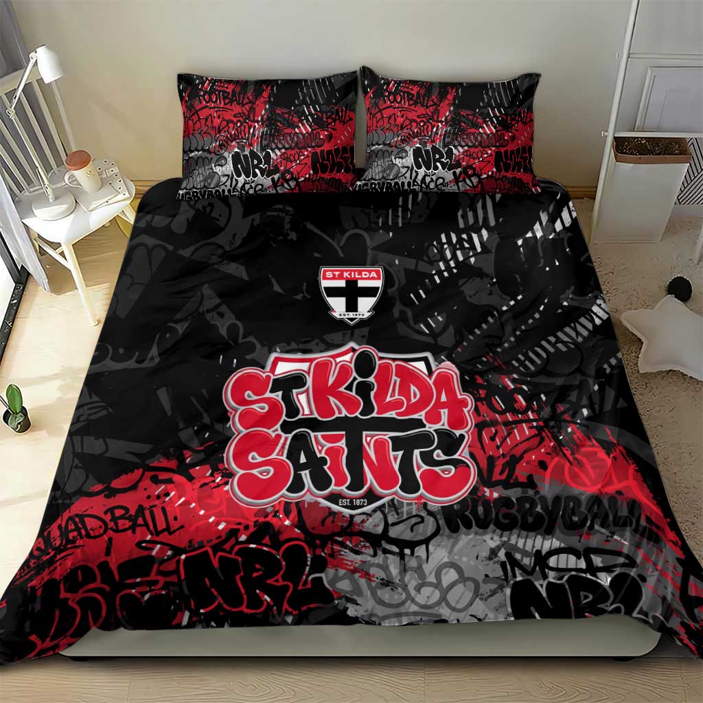 St Kilda Saints Bedding Set Urban Graffiti Street Art - Bold Abstract Spray Paint