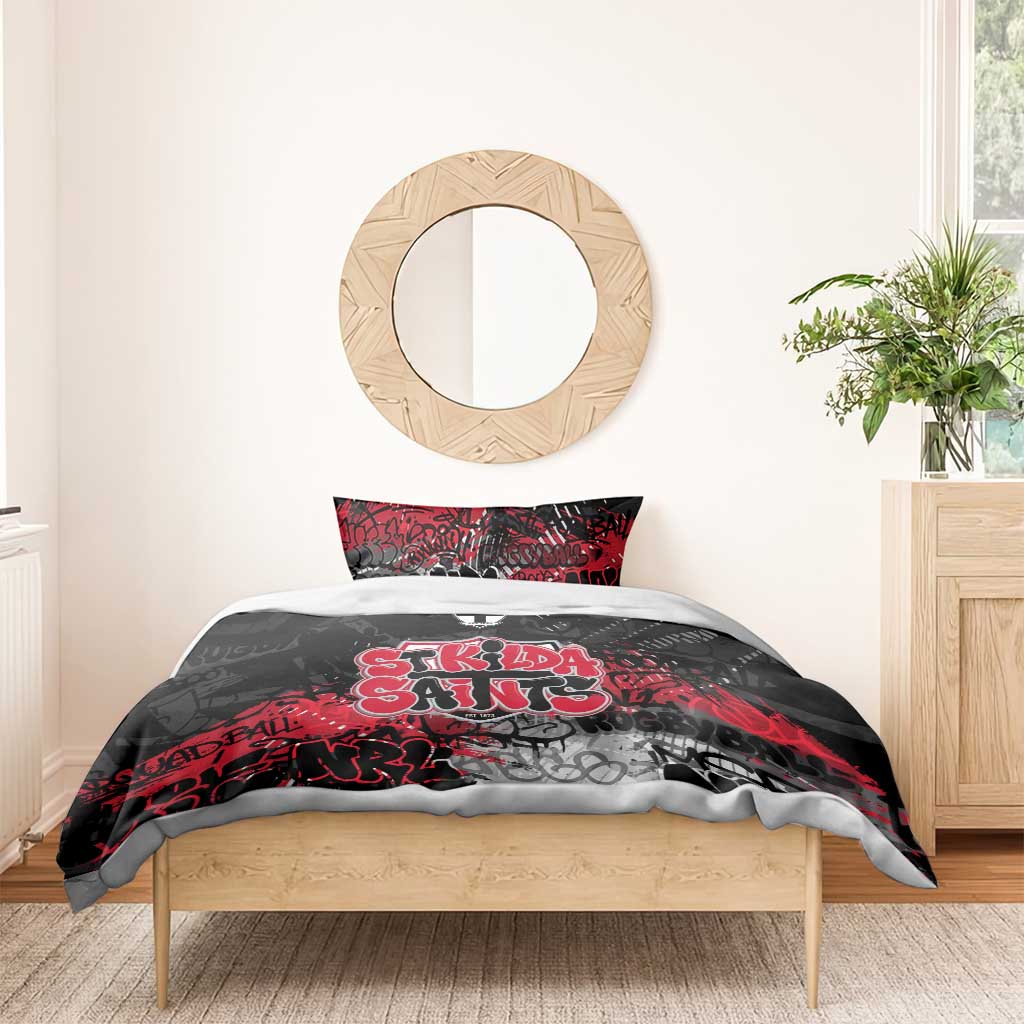 St Kilda Saints Bedding Set Urban Graffiti Street Art - Bold Abstract Spray Paint