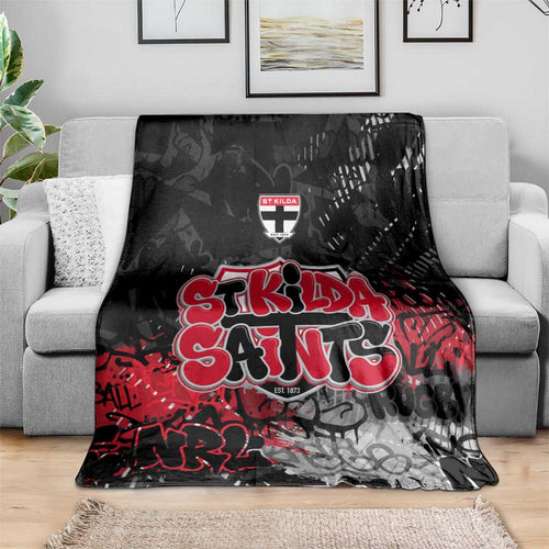 St Kilda Saints Blanket Urban Graffiti Street Art - Bold Abstract Spray Paint