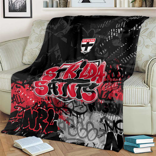 St Kilda Saints Blanket Urban Graffiti Street Art - Bold Abstract Spray Paint