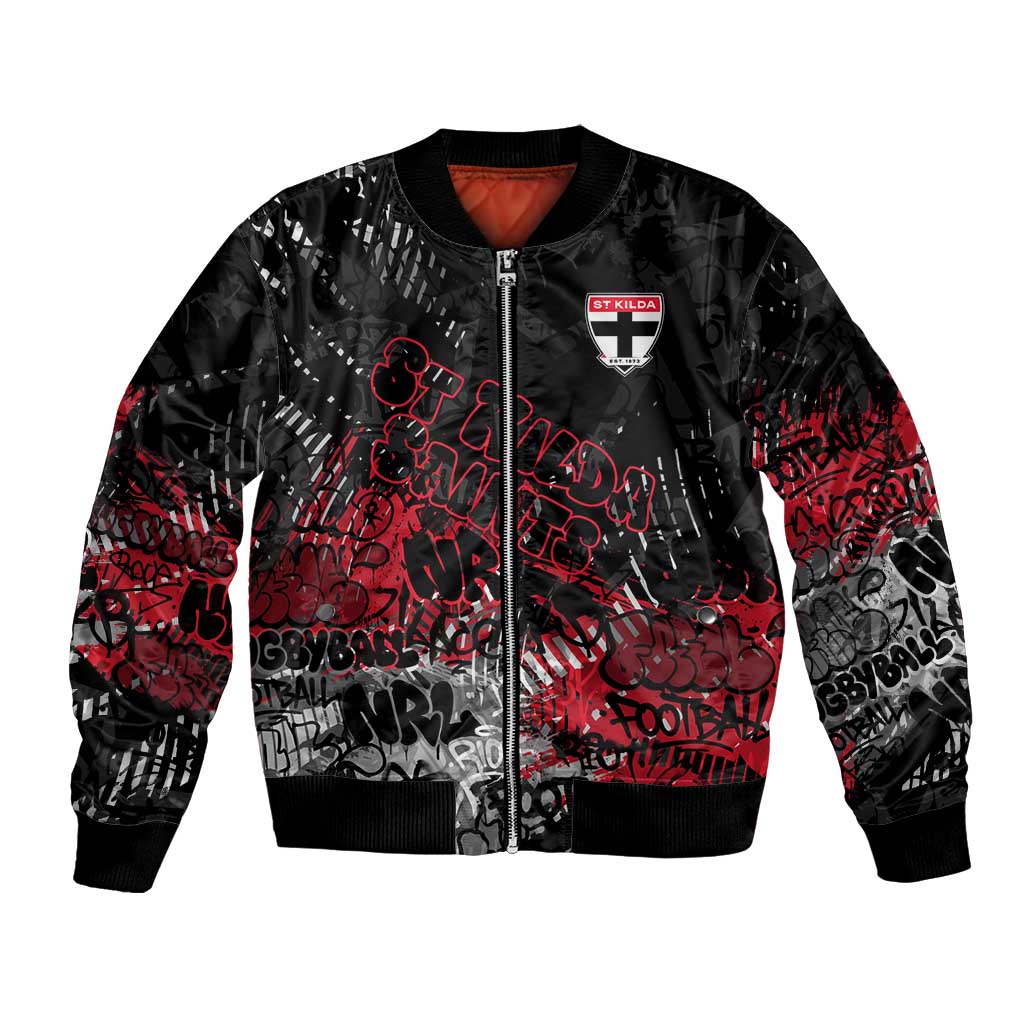 St Kilda Saints Bomber Jacket Urban Graffiti Street Art - Bold Abstract Spray Paint