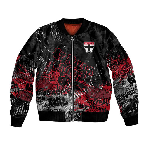 St Kilda Saints Bomber Jacket Urban Graffiti Street Art - Bold Abstract Spray Paint