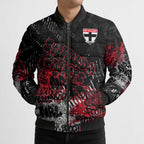 St Kilda Saints Bomber Puffer Jacket Urban Graffiti Street Art - Bold Abstract Spray Paint