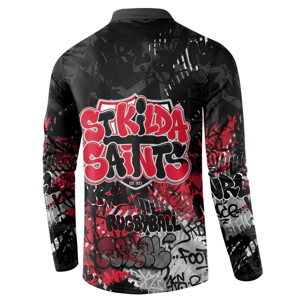 St Kilda Saints Button Sweatshirt Urban Graffiti Street Art - Bold Abstract Spray Paint