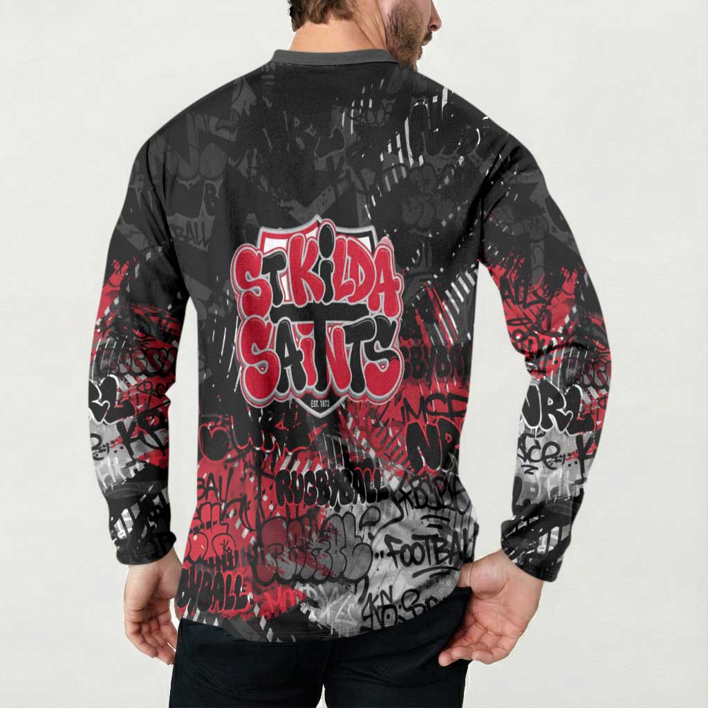 St Kilda Saints Button Sweatshirt Urban Graffiti Street Art - Bold Abstract Spray Paint