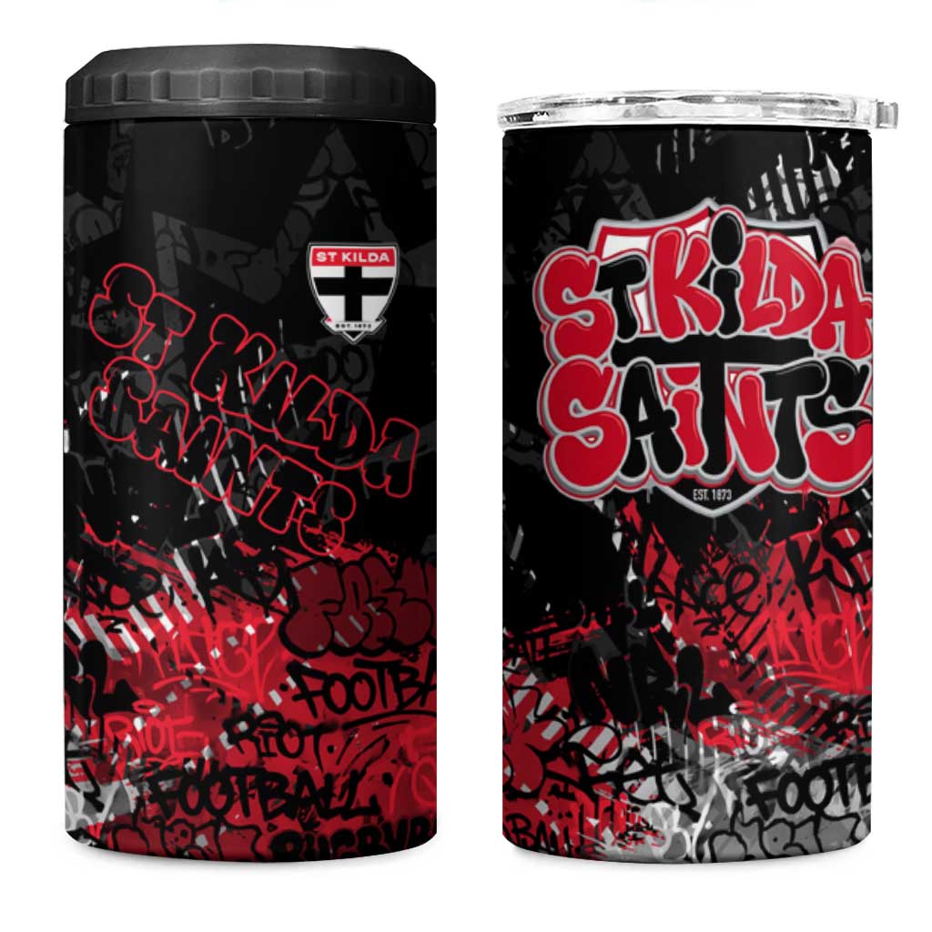 St Kilda Saints 4 in 1 Can Cooler Tumbler Urban Graffiti Street Art - Bold Abstract Spray Paint