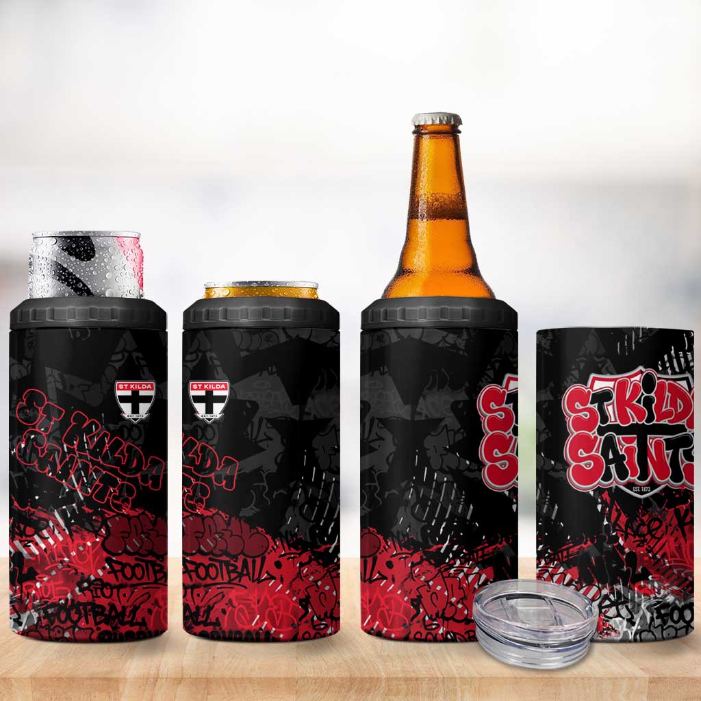 St Kilda Saints 4 in 1 Can Cooler Tumbler Urban Graffiti Street Art - Bold Abstract Spray Paint