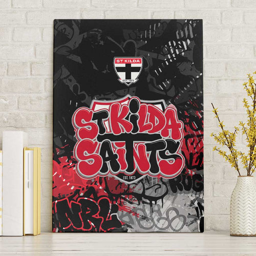 St Kilda Saints Canvas Wall Art Urban Graffiti Street Art - Bold Abstract Spray Paint
