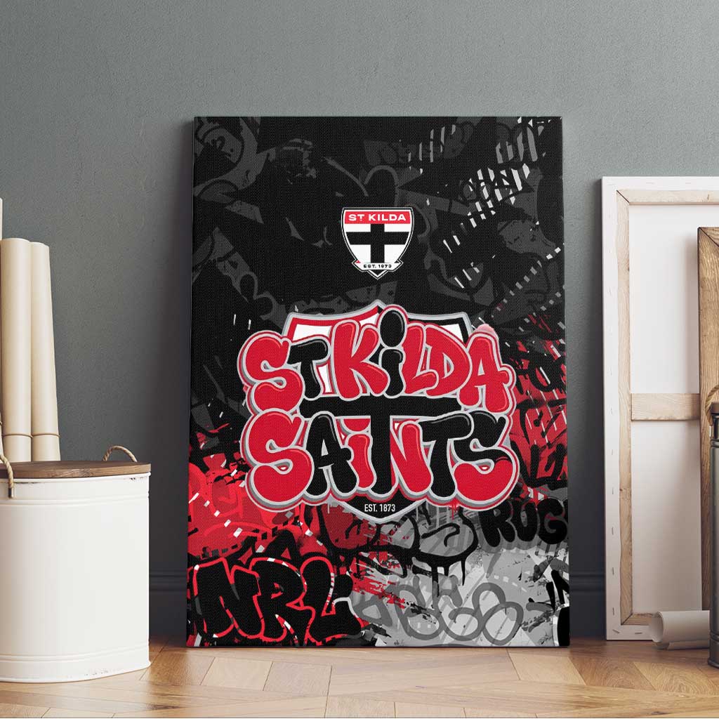 St Kilda Saints Canvas Wall Art Urban Graffiti Street Art - Bold Abstract Spray Paint