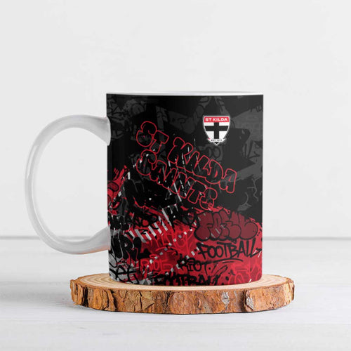 St Kilda Saints Ceramic Mug Urban Graffiti Street Art - Bold Abstract Spray Paint