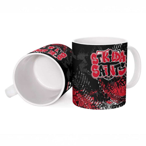 St Kilda Saints Ceramic Mug Urban Graffiti Street Art - Bold Abstract Spray Paint