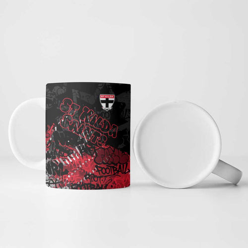 St Kilda Saints Ceramic Mug Urban Graffiti Street Art - Bold Abstract Spray Paint