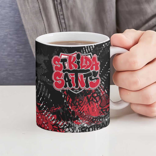 St Kilda Saints Ceramic Mug Urban Graffiti Street Art - Bold Abstract Spray Paint