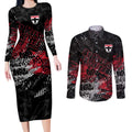 St Kilda Saints Couples Matching Long Sleeve Bodycon Dress and Long Sleeve Button Shirt Urban Graffiti Street Art - Bold Abstract Spray Paint