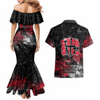 St Kilda Saints Couples Matching Mermaid Dress and Hawaiian Shirt Urban Graffiti Street Art - Bold Abstract Spray Paint