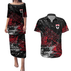 St Kilda Saints Couples Matching Puletasi and Hawaiian Shirt Urban Graffiti Street Art - Bold Abstract Spray Paint