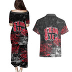 St Kilda Saints Couples Matching Puletasi and Hawaiian Shirt Urban Graffiti Street Art - Bold Abstract Spray Paint