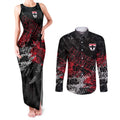 St Kilda Saints Couples Matching Tank Maxi Dress and Long Sleeve Button Shirt Urban Graffiti Street Art - Bold Abstract Spray Paint