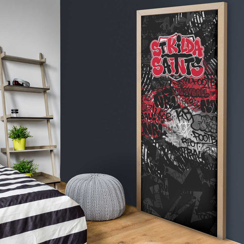 St Kilda Saints Door Cover Urban Graffiti Street Art - Bold Abstract Spray Paint