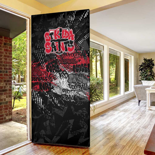 St Kilda Saints Door Cover Urban Graffiti Street Art - Bold Abstract Spray Paint